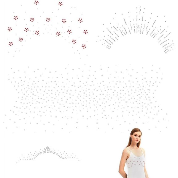 4 Styles Iron on Rhinestones 4pcs Flower Hotfix Rhinestones U-Shaped Hot Stamping Transfers Applique Decal Bling Clear Rhinestone Template for DIY Clothing DIY Shoes Garments Bags Decoration