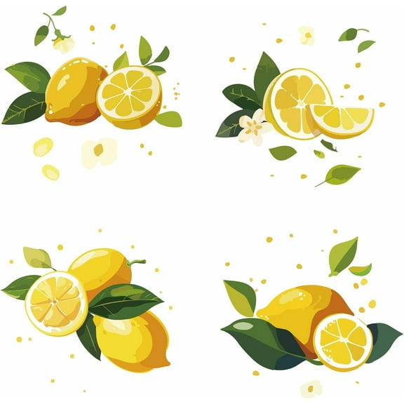 4 Styles Lemon Window Clings Summer Fruit Static Sliding Door Glass Window Decals Round Decorative Double-Side Static Alert Stickers 6.3x6.3