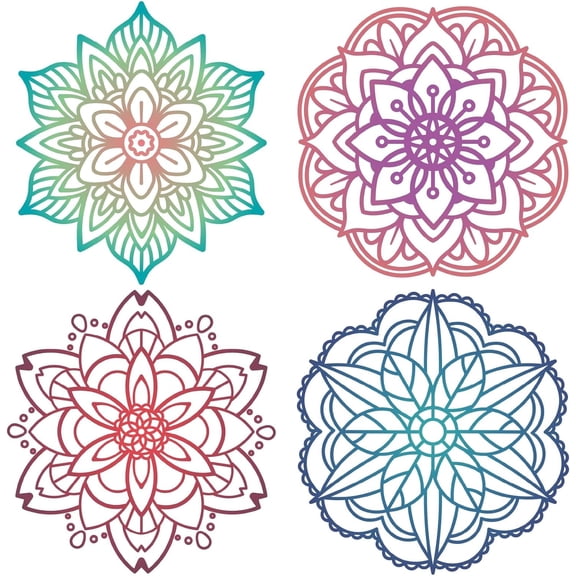 4 Styles Mandala Glass Window Decals Flower of Life Glass Stickers Decal Decorative Anti-Collision Alert Cling for Sliding Door Prevent Stop Birds Dogs Pets Strikes Home Decor 6.3x6.3inch