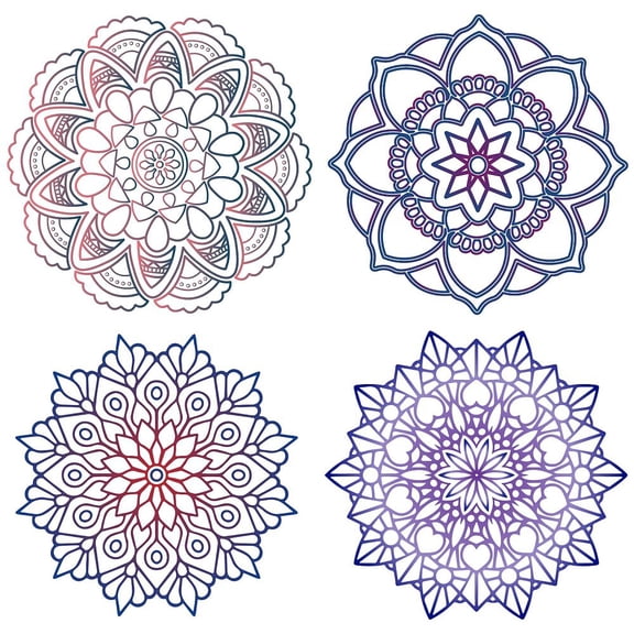 4 Styles Mandala Window Clings Non Adhesive Static Flower of Life Sliding Door Sticker Waterproof Spring Window Film Prevent Birds from Hitting Decals