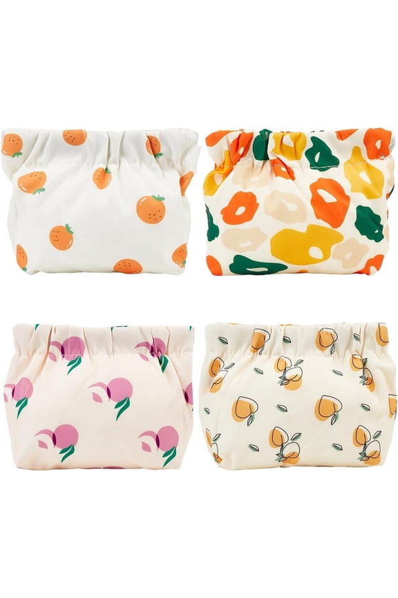 4 Styles Mini Makeup Bag Small Cosmetic Travel Bags Portable Waterproof Pouch No Zipper Self-closing Tiny Storage Coin Purse