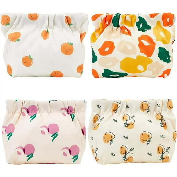 4 Styles Mini Makeup Bag Small Cosmetic Travel Bags Portable Waterproof Pouch No Zipper Self-closing Tiny Storage Coin Purse for Lipstick Jewelry Organizer Women 4.92x4.72inch DIY