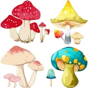 4 Styles Mushroom Window Decals 6.3x6.3 Static Glass Sliding Door Sticker Clings Anti-Collision Film Bedroom Alert Decals for Prevent Stop Birds Dogs Pets Strikes Home Decor DIY