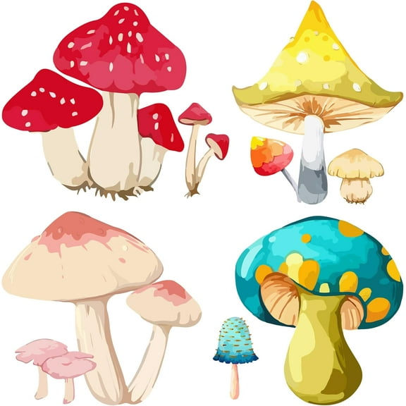 4 Styles Mushroom Window Decals 6.3x6.3 Static Glass Sliding Door Sticker Clings Anti-Collision Film Bedroom Alert Decals for Prevent Stop Birds Dogs Pets Strikes Home Decor DIY