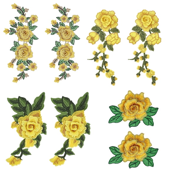 4 Styles Polyester Clothing Patches Flower Gold 78~305x105~280x3~5.5mm