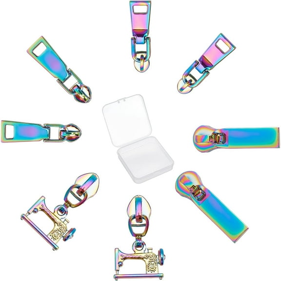 4 Styles Rainbow Zipper #5 Sliders Auto Lock Zipper Pulls #3 Replacement Repair Kit Bulk Teeth Zipper Head DIY for DIY Sewing Tailor Craft Bags Clothing