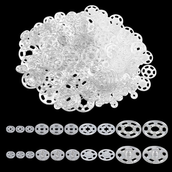 4 Styles Resin Snap Buttons Garment Buttons Flat Round Clear 7 -20x1 -1.5mm