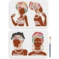 thumbnail image 1 of 4 Styles Scarf African Lady Stencils 11.7×8.3inch African Tribal Women Template with Paint Brush Tribal Female Silhouette Drawing Stencil for Gift Decor Wood Canvas Floor Wall Furniture, 1 of 9
