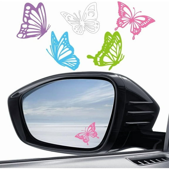 4 Styles/Sheet Rearview Mirror Decal Butterfly Shape Window Stickers Car Side Mirror Sticker Removable Waterproof PVC Stickers