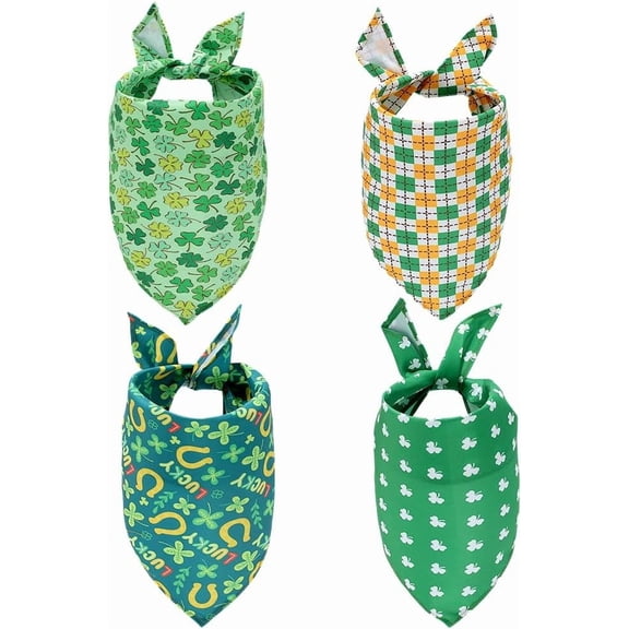 4 Styles St. Patrick Dog Bandana Green Wedding Pet Bandana Four-Leaf Clover Triangle Pet Dog Scarf Engagement Wedding Announcement Photo Props Collars Accessories for Pet Dog Lovers Gifts for diy