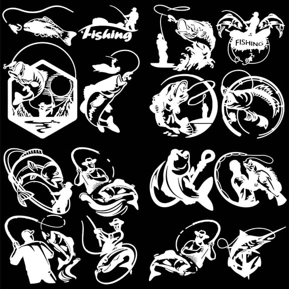 4 Styles Trout Fishing Decal Angler Fish Car Decal Jumping Trout Car Sticker Laser Reflective Car Sticker Waterproof Vinyl Automotive Exterior