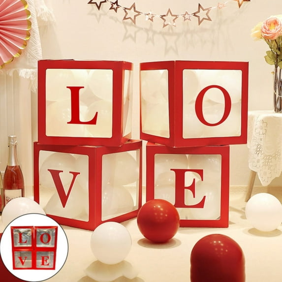 4 Surprise Transparent Boxes Clearance! Balloon Box Transparent Wide Application Plastic Square Clear Diy Letter Box Decor