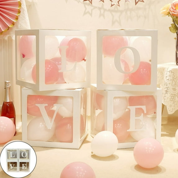 4 Surprise Transparent Boxes Clearance! Balloon Box Transparent Wide Application Plastic Square Clear Diy Letter Box Decor