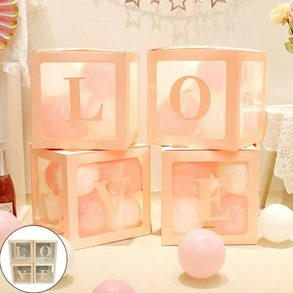 4 Surprise Transparent Boxes Clearance! Balloon Box Transparent Wide Application Plastic Square Clear Diy Letter Box Decor