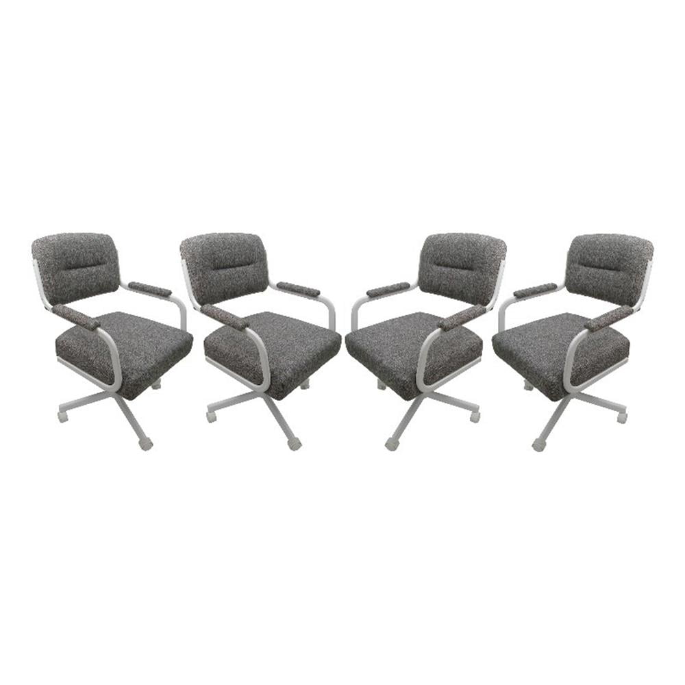 Mojave Gray & White Swivel Upholstered Dining Chair on Wheels