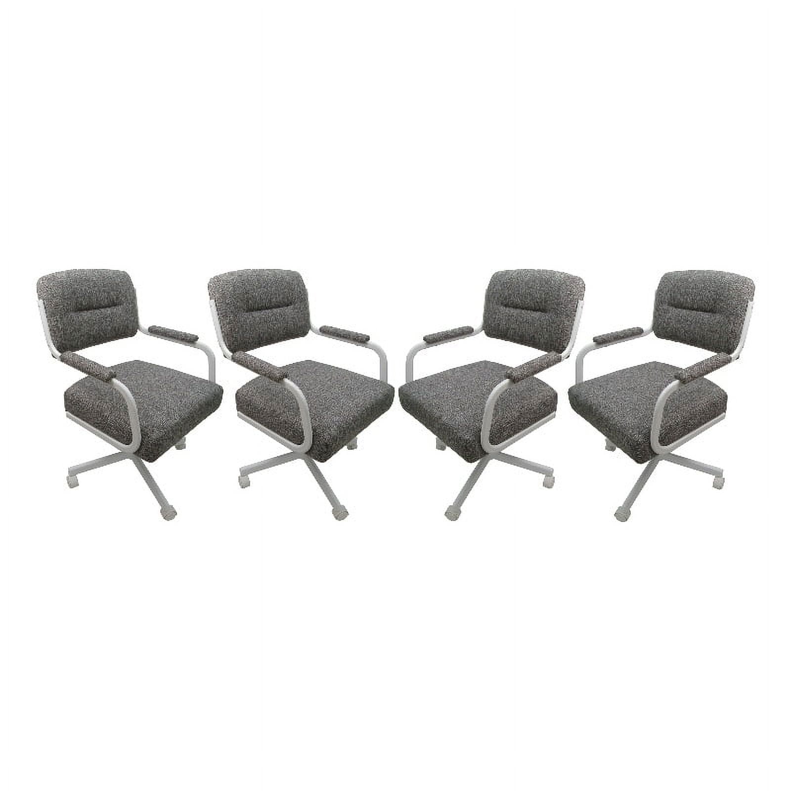 Mojave Gray & White Swivel Upholstered Dining Chair on Wheels