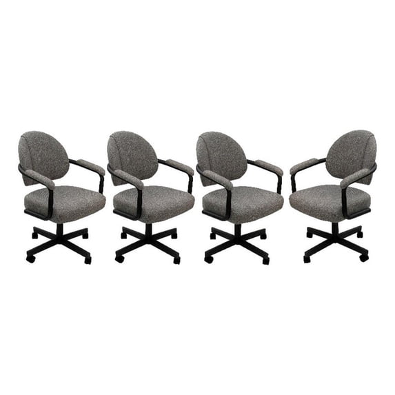 4 - Swivel Metal Dining Caster Chair M-70 - Mojave Gray on Black Chairs