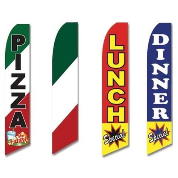 4 Swooper Flags Pizza Pizzeria Italian Green Red White Lunch Dinner Restaurant