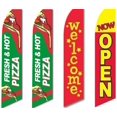 thumbnail image 1 of 4 Swooper Flags Pizza Pizzeria Restaurant Welcome Open Green Red Yellow Italian, 1 of 1