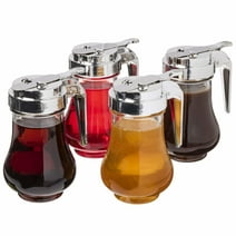 4 Syrup Dispensers 6.75oz (200mL)|Glass Bottle No-Drip Pourers for Maple Syrup Honey|Pancake Syrup Dispenser by Back of House