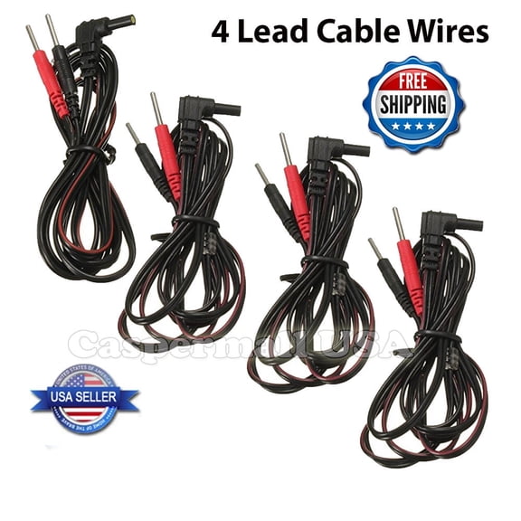 4 TENS Unit Lead Wires FOR INTENSITY 10 TENS 2500 3000 7000 EMS 7500 TWIN STIM