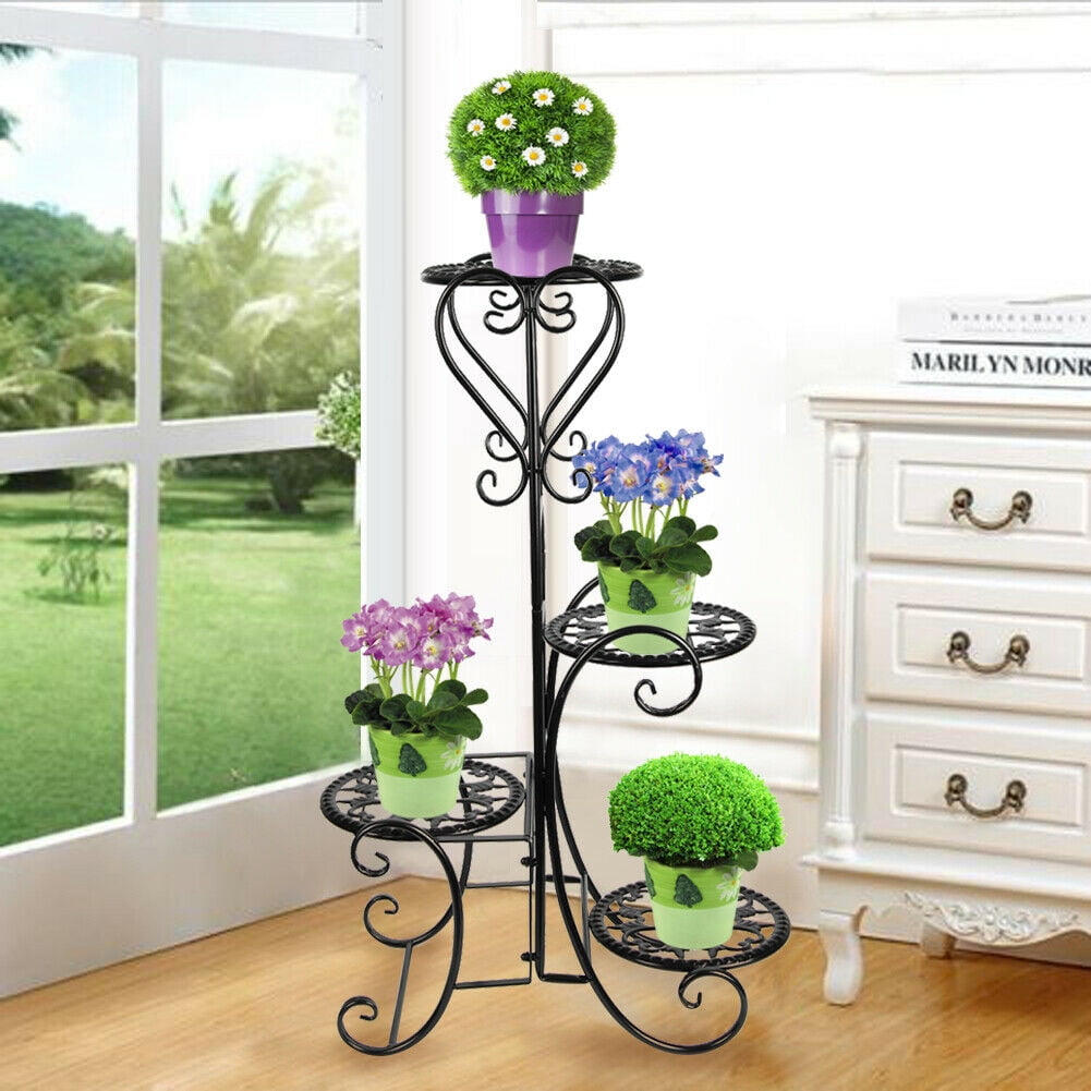4 TIER Metal Shelves Flower Pot Plant Stand Display Indoor Outdoor Garden Patio