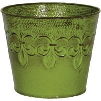 Tansy Green Fleur De Lis 4-Inch Metal Planter