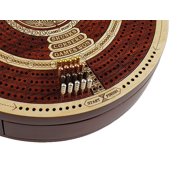 4 TRACK ROUND Continuous Cribbage Board Corners Metal Pegs White Maple Bloodwood