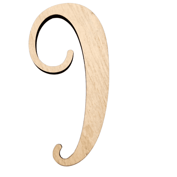 4" Tall BIRCH Wood Letter I | 1/4" Thick | Wood Craft Letters | Starfish Font | Script Font