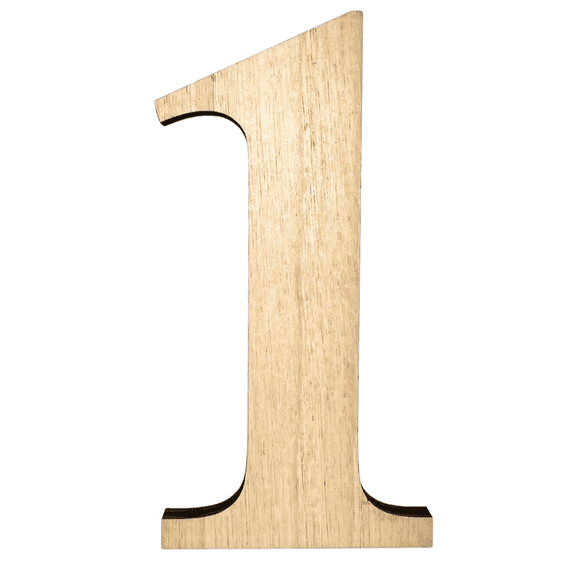 4" Tall Birch Number 1| 1/4" Thick Birch Plywood| Krafty Supply Letters | Times | Wooden Letter
