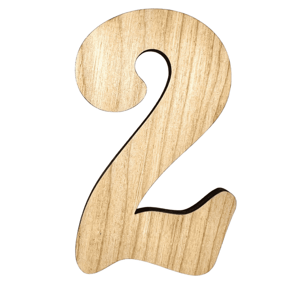 4" Tall Birch Plywood Number 2| 1/4" Thick | Krafty Supply Letters | Beltorian