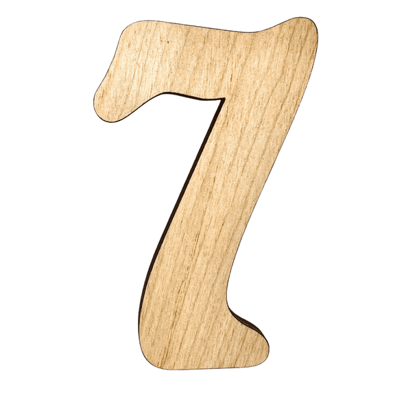 4" Tall Birch Plywood Number 7 | 1/4" Thick | Krafty Supply Letters | Beltorian