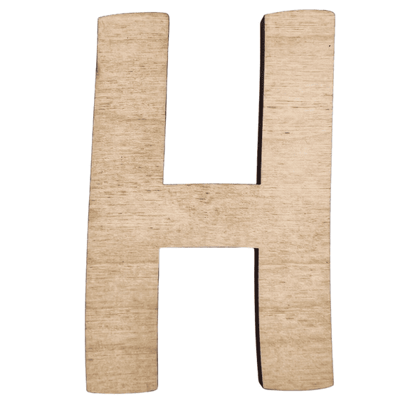 4" Tall Birch Wood Letter H | 1/4" Thick | Wood Craft Letters | American Font