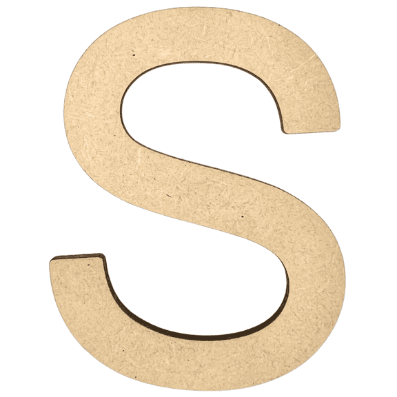 4" Tall MDF Letter S | 1/8" Thick | Krafty Supply Letters | Arial | Wooden Letter