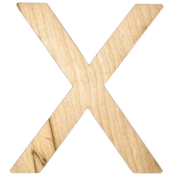 4" Tall MDF Letter X | 1/4" Thick Birch | Krafty Supply Letters | Arial | Wooden Letter
