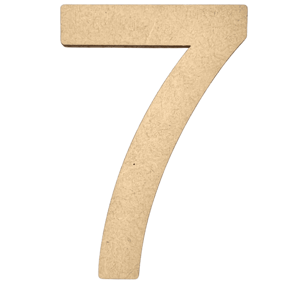 4" Tall MDF Number 7 | 1/4" Thick | Krafty Supply Letters | Arial | Wooden Letter