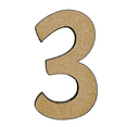 thumbnail image 1 of 4" Tall MDF Wood Number 3 | 1/4" Thick | Wood Craft Letters | American Font, 1 of 5