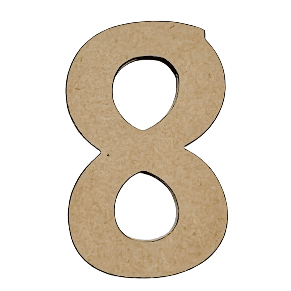 4" Tall MDF Wood Number 8 | 1/8" Thick | Wood Craft Letter | American Font