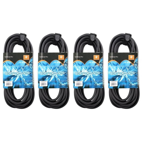 (4) Technical Pro CQS-1225 25' Ft 12 Gauge 1/4'' to Speakon Pro Speaker Cables
