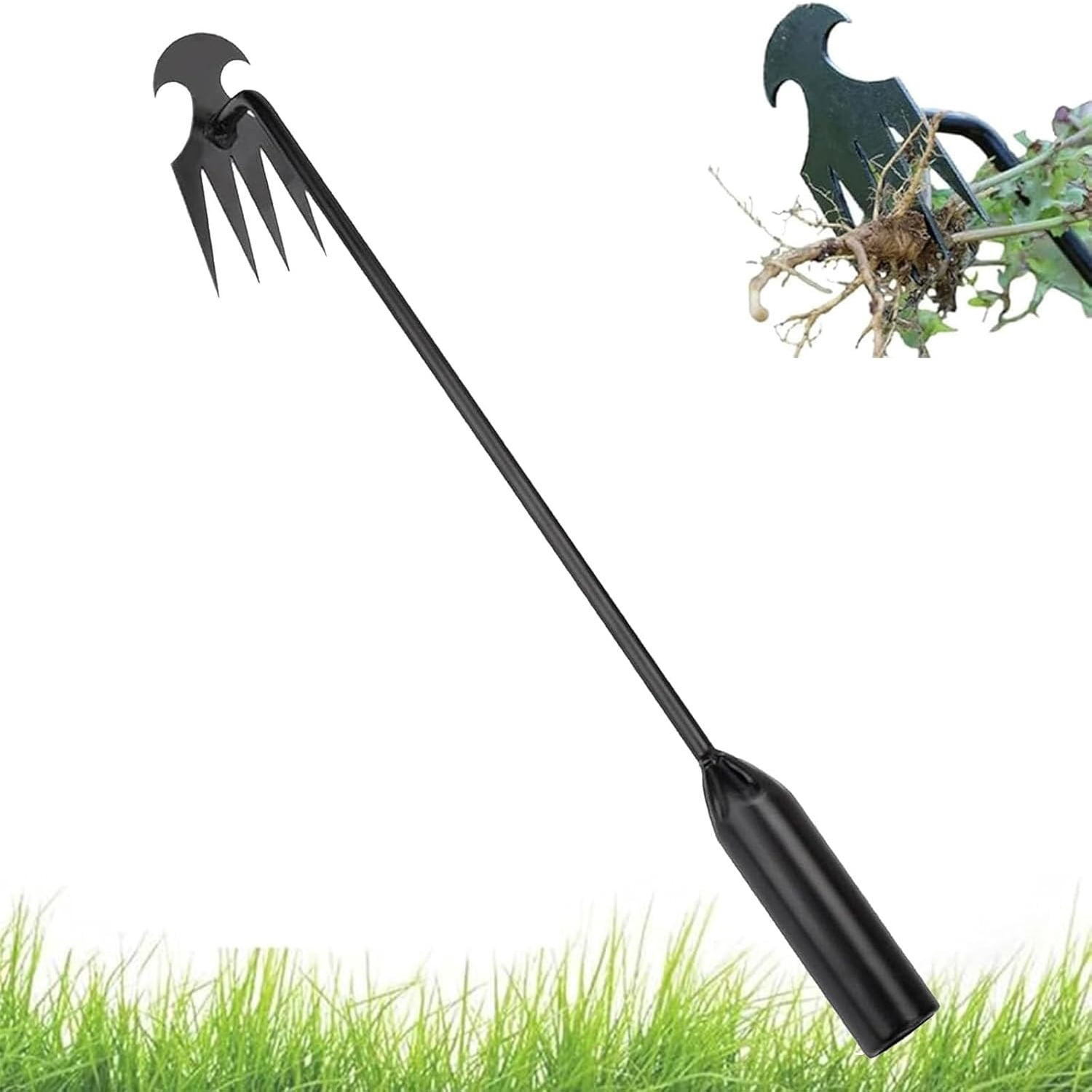 4 Teeth Garden Weed Pulling Tool, Weeding Garden Tool, Manual Garden Weeding Tool with Long Handle for Yard and Farm