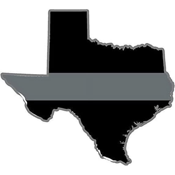 4" Texas TX State Thin SILVER Line Corrections Officer Guard Decal 3M Reflective sticker
