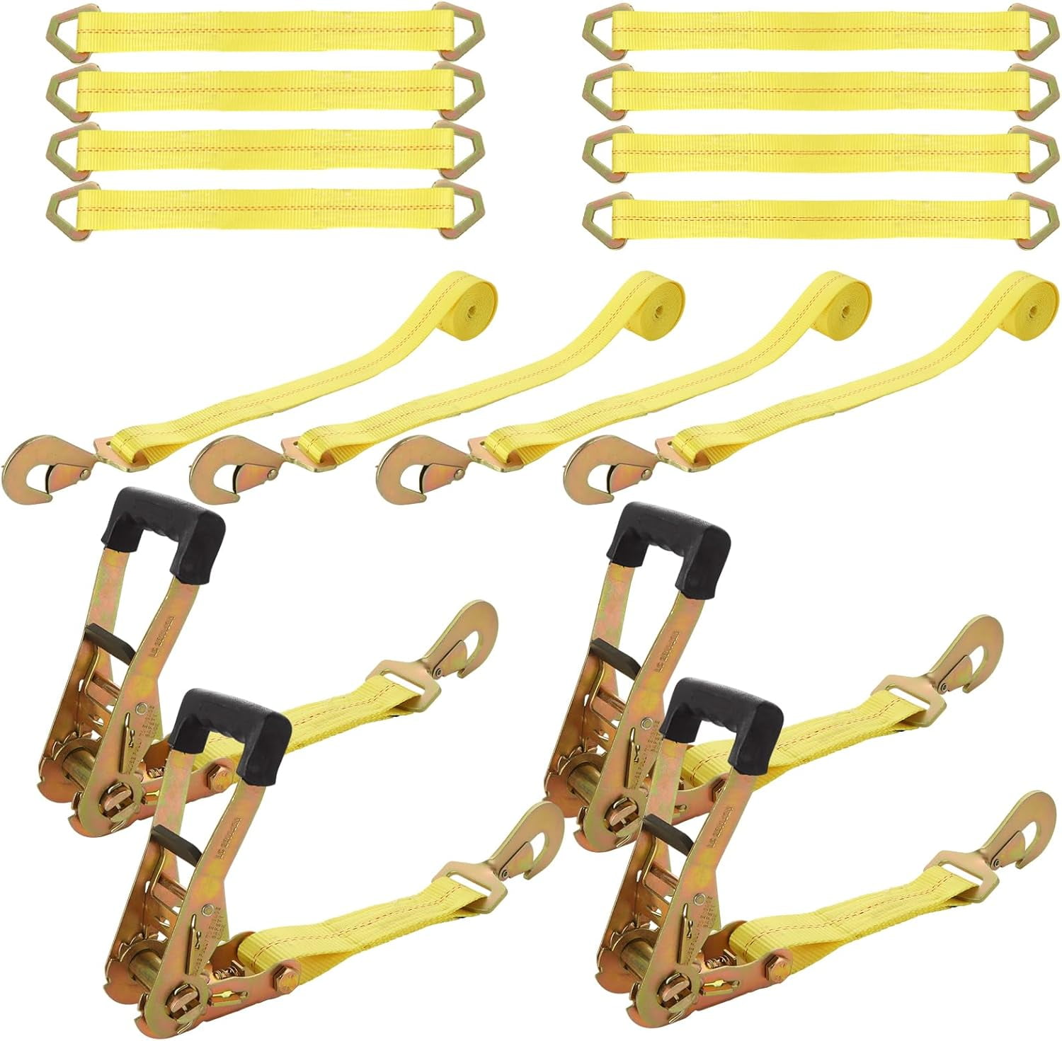 2" X 15' Ratchet Tie Down Straps  6PK  - 5000 LBS Break Strength Cargo Hauling