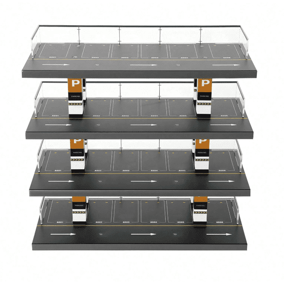 4Tier 1/64 Diorama Parking Display Case, Tabletop Diecast Model Car Storage Rack for Toy Car Collection