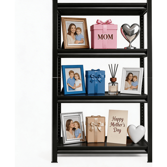 4 Tier 14" W x 44" H Metal Plant Stand,Bookshelf,Snack Rack,Shoe Shelving,Industrial Garage Storage Shelves with Thickened Double-Layer Posts for Kitchen Bathroom Living Room School Office Warehouse