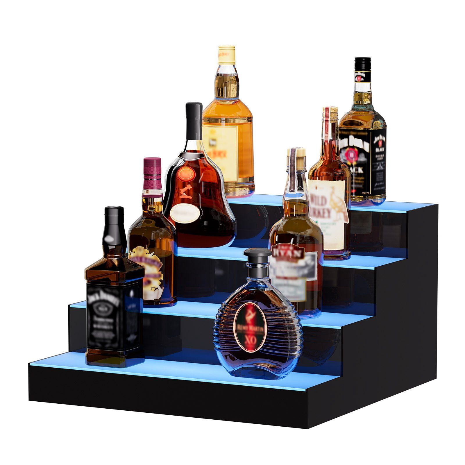 4 Tier 16 Inch LED Acrylic Bottle Display Rack with Remote App Control ...