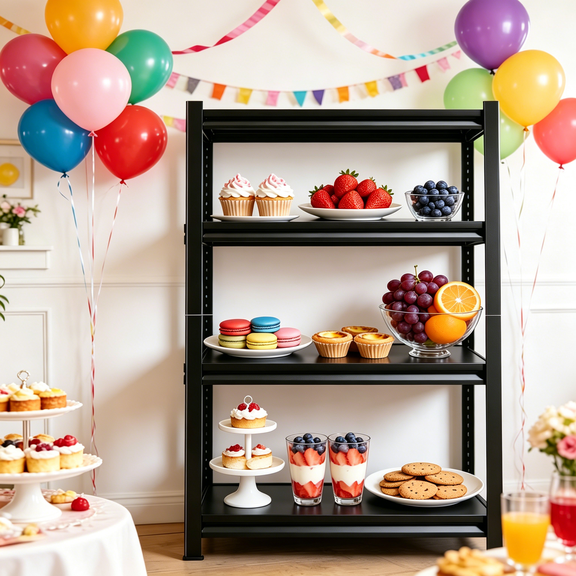 4 Tier 20" W x 54" H Metal Plant Stand,Bookshelf,Snack Rack,Shoe Shelving,Industrial Garage Storage Shelves with Thickened Double-Layer Posts for Kitchen Bathroom Living Room School Office Warehouse