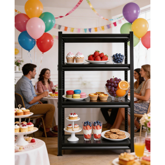4 Tier 20" W x 54" H Metal Plant Stand,Bookshelf,Snack Rack,Shoe Shelving,Industrial Garage Storage Shelves with Thickened Double-Layer Posts for Kitchen Bathroom Living Room School Office Warehouse