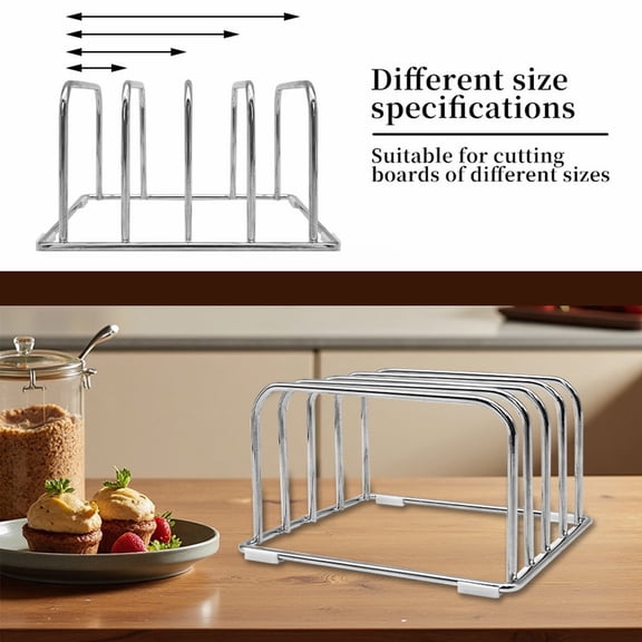 4-Tier 304 Stainless Steel Cutting Board Holder, Storage Rack for Baking Sheets, Trays and Tableware