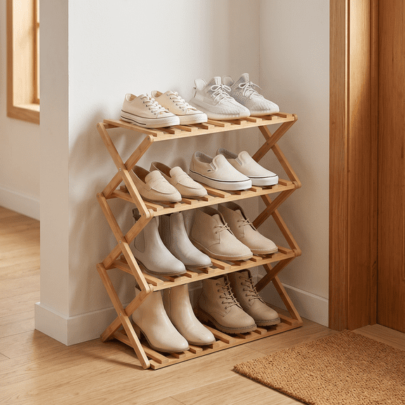4-Tier 50cm Foldable Shoe Rack