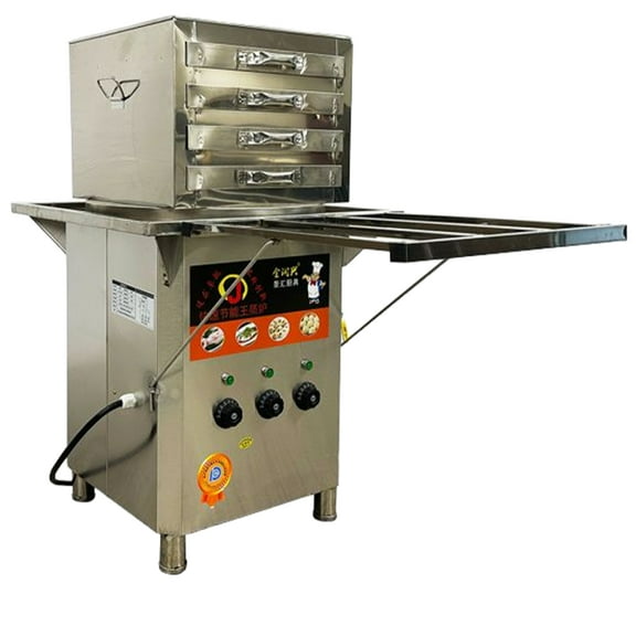 4 Tier 9000W Steamed Rice Noodle Rolls Vermicelli Roll Maker Steamer, Cantonese Food Steamer 220V